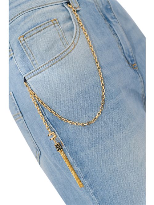 eans in denim con dettaglio catena Elisabetta Franchi | PJ22D65E2192